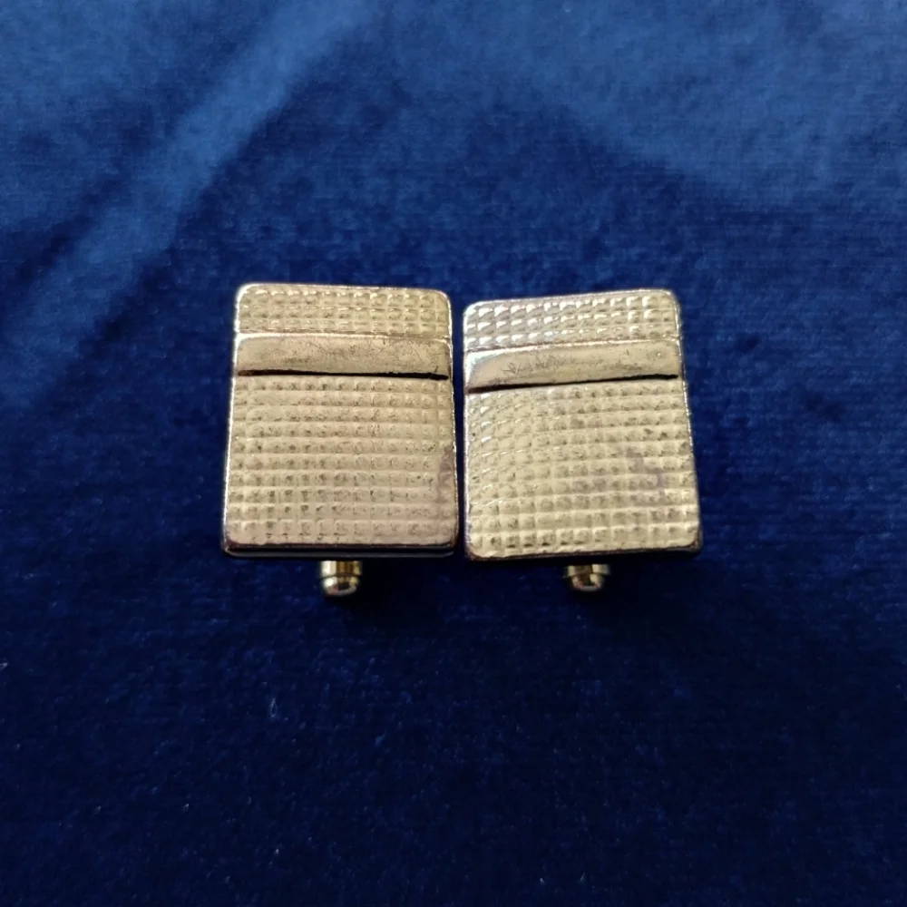 Men's Cuff Links, Rectangle Square Golden, Pre-owned